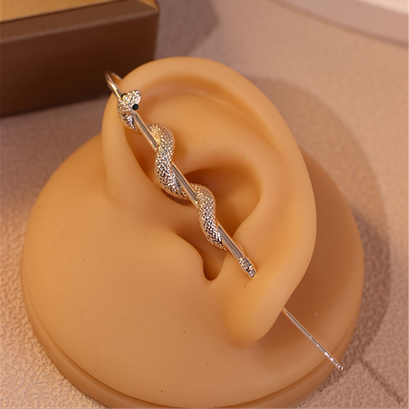 Snake Long Ear Studs with CZ Copper Earrings